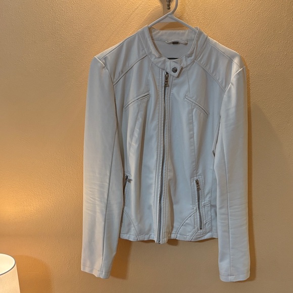 Guess Women's White Leather Jacket - Picture 1 of 3
